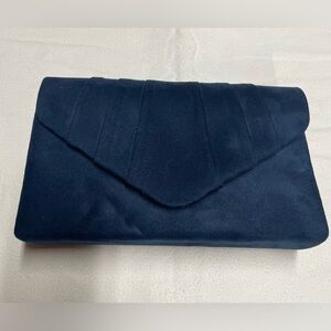 Dasein Women’s Blue Suede Clutch Evening Bag w/Chain Strap